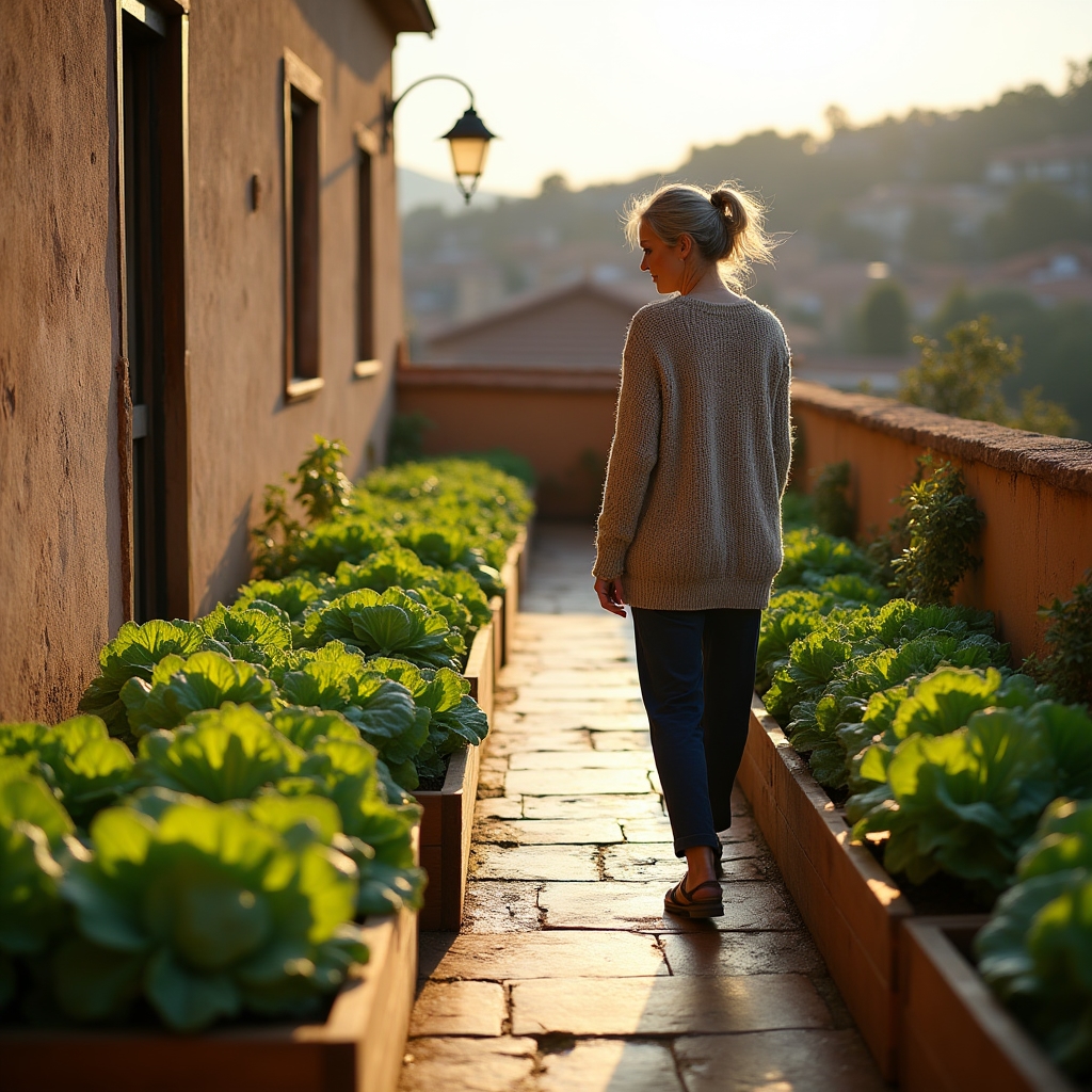 Terraza en Córdoba con plantas de hoja durante el otoño